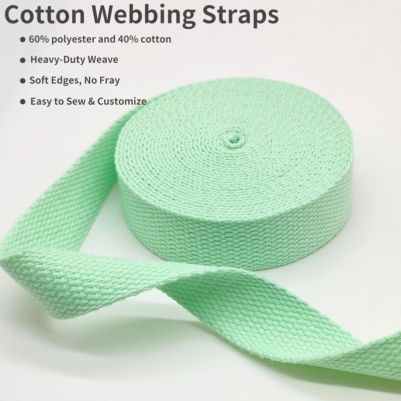 Evora 1 inch Cotton Webbing Braid Handles Bag Strap 15ft High Density Webbing Plain Weave Straps for Cloth Tote Bag, Pet Collars, DIY Projects, Crafts, Outdoor Accessories (Mint 5133) - Image 3